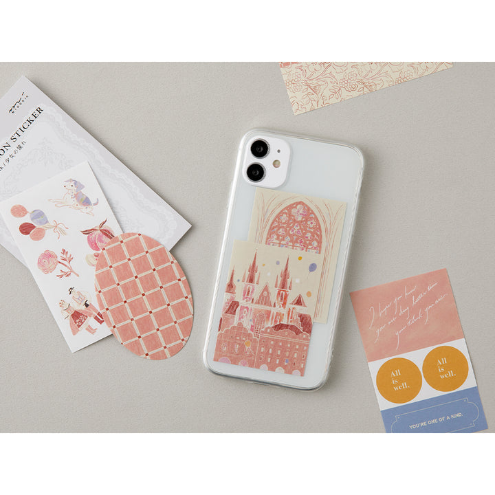 Midori Yuka Takamaru Decoration Stickers - Pink — angle view