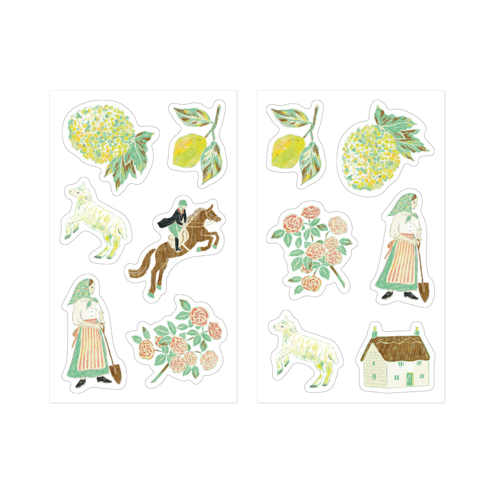 Midori Yuka Takamaru Decoration Stickers - Yellow Green — side view
