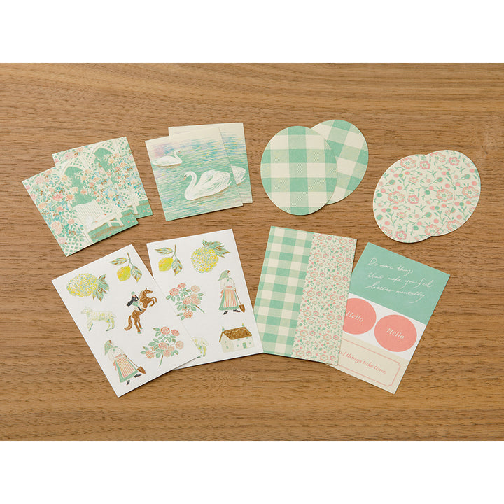Midori Yuka Takamaru Decoration Stickers - Yellow Green — close-up