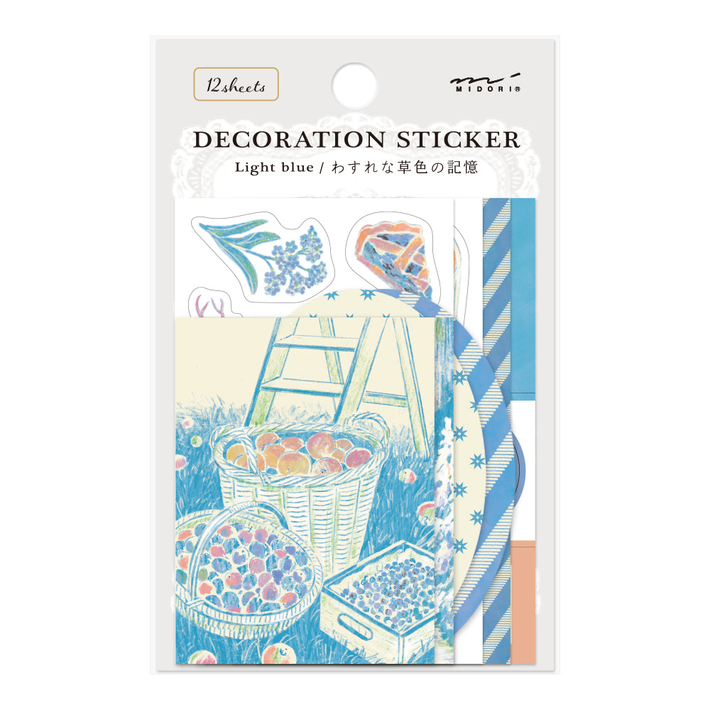 Midori Yuka Takamaru Decoration Stickers - Light Blue — front view