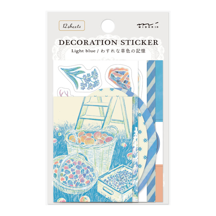 Midori Yuka Takamaru Decoration Stickers - Light Blue — front view