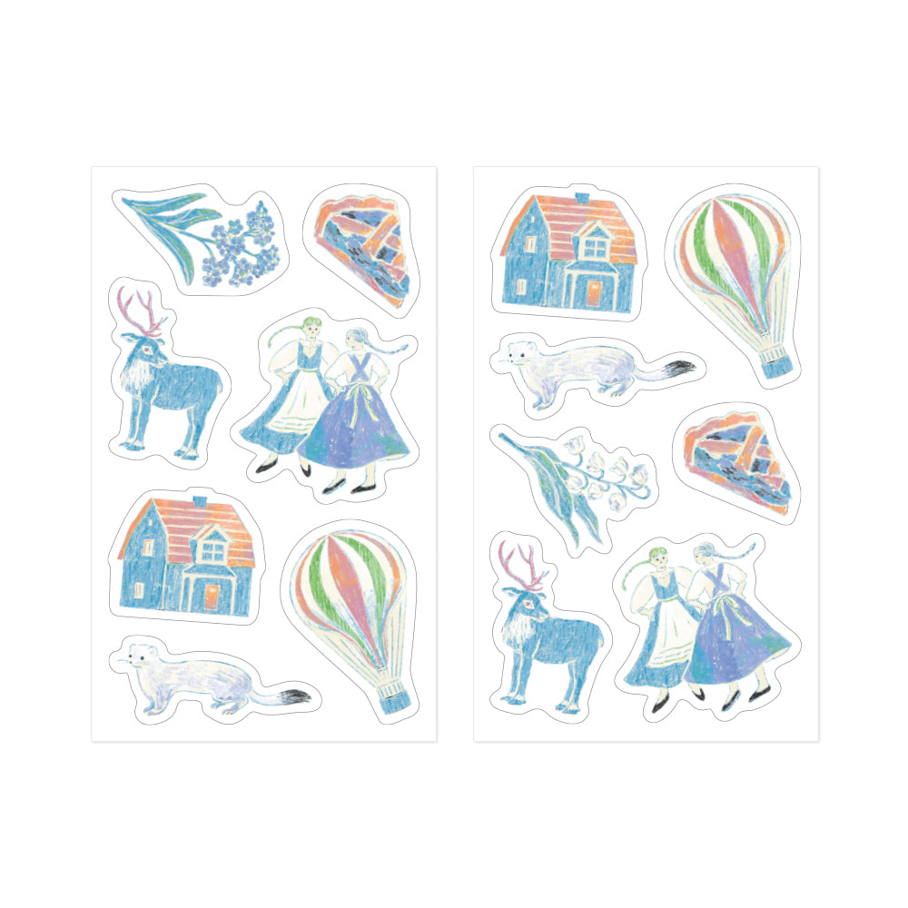 Midori Yuka Takamaru Decoration Stickers - Light Blue — side view