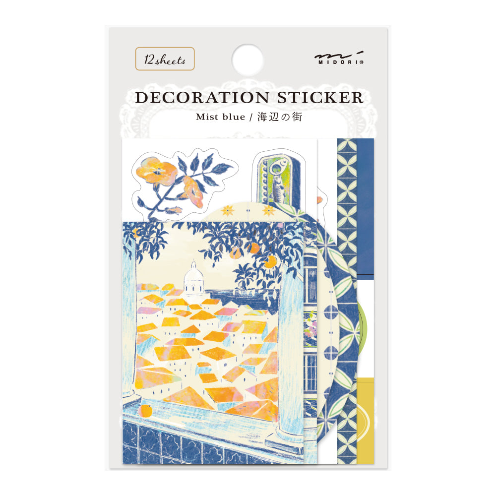 Midori Yuka Takamaru Decoration Stickers - Blue — front view