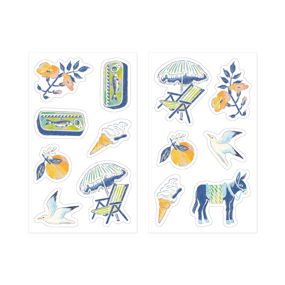 Midori Yuka Takamaru Decoration Stickers - Blue — side view