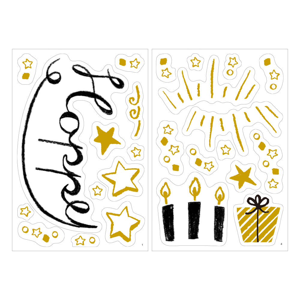 Midori Electrostatic Wall Sticker Birthday Foil — in use