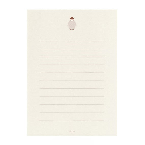 Midori Letter Paper & Envelopes with Stickers 946 Penguin A — side view