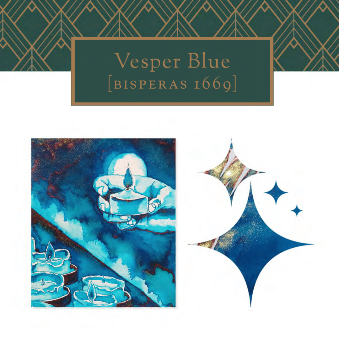 Vinta Inks Holiday Collection 30ml Bottled Ink in Vesper Blue (Bisperas 1669) — Vinta Inks fountain pen ink — premium bottled ink for writing, at Cityluxe Singapore
