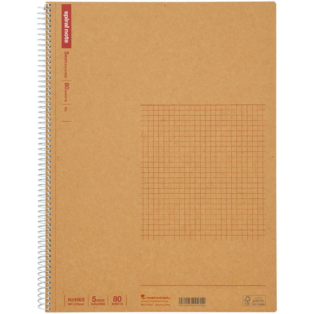 Maruman A4 Spiral Note BASIC Graph 80 Sheets — Maruman notes/memos — premium stationery and lifestyle, at Cityluxe Singapore