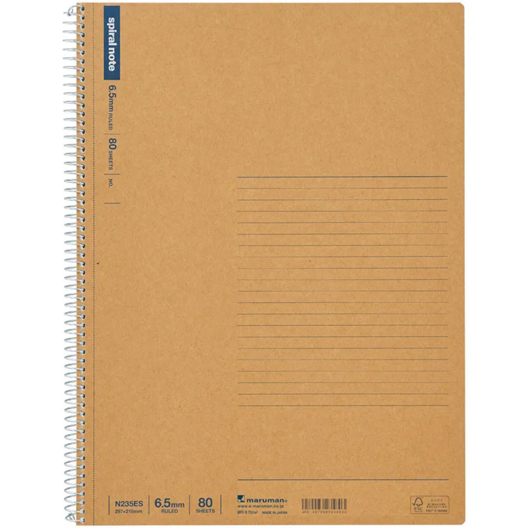 Maruman A4 Spiral Note BASIC Lined 80 sheets — front view