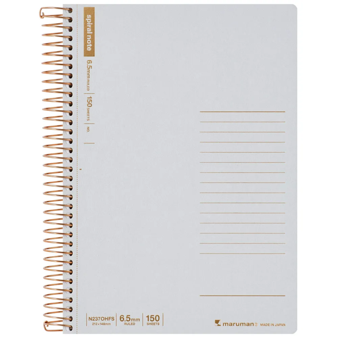 Maruman A5 Spiral Note BASIC 6.5mm 150 Sheet - Grey — front view