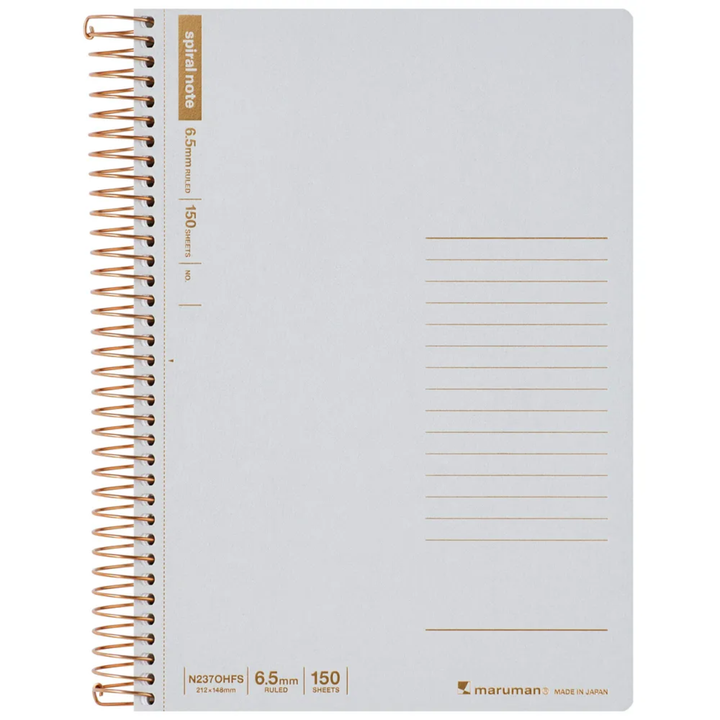 Maruman A5 Spiral Note BASIC 6.5mm 150 Sheet - Grey — front view