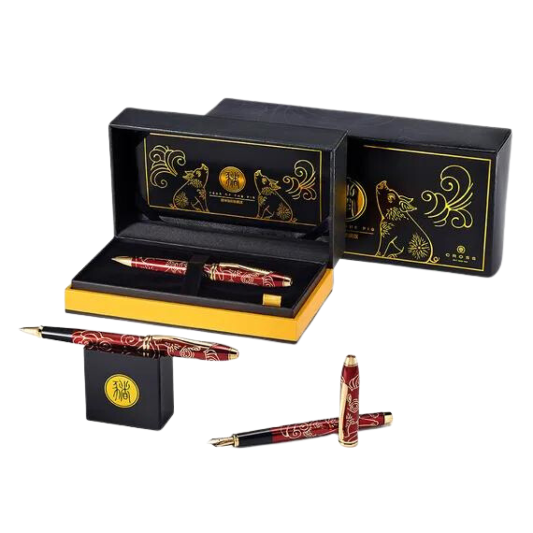 Cross Townsend Year of the Pig Fountain Pen - Red — writing at an angle