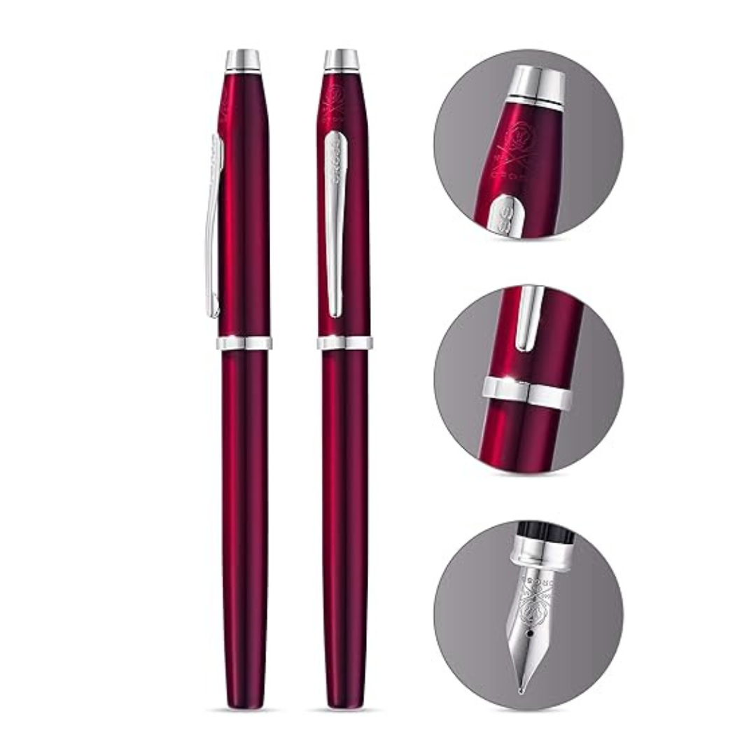 Cross Century II Fountain Pen in Translucent Plum Lacquer — Cross fountain pen — precision nib writing instrument, at Cityluxe Singapore stationery store