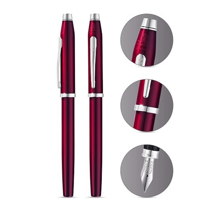 Cross Century II Fountain Pen in Translucent Plum Lacquer — Cross fountain pen — precision nib writing instrument, at Cityluxe Singapore stationery store