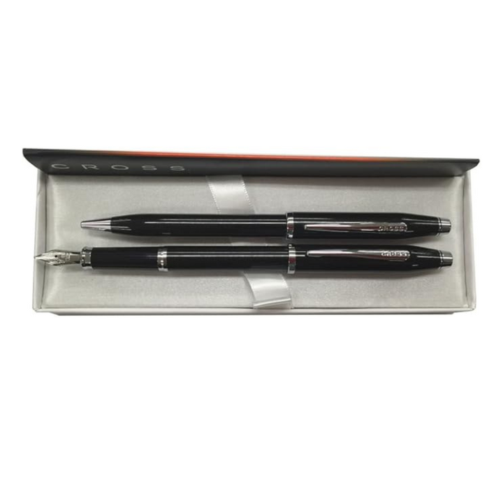 Cross Century II Fountain Pen and Ballpoint Pen Set - Black Lacquer — barrel detail