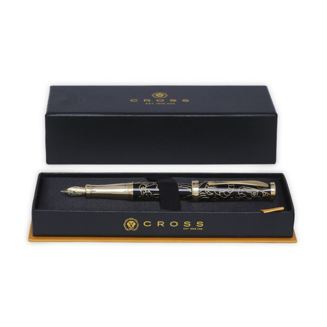 Cross Year Of The Goat Fountain Pen - Black Lacquer — writing at an angle