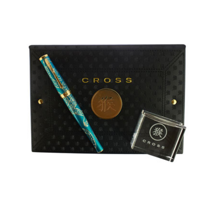 Cross Year of the Monkey Fountain Pen - Tibetan Teal — writing at an angle