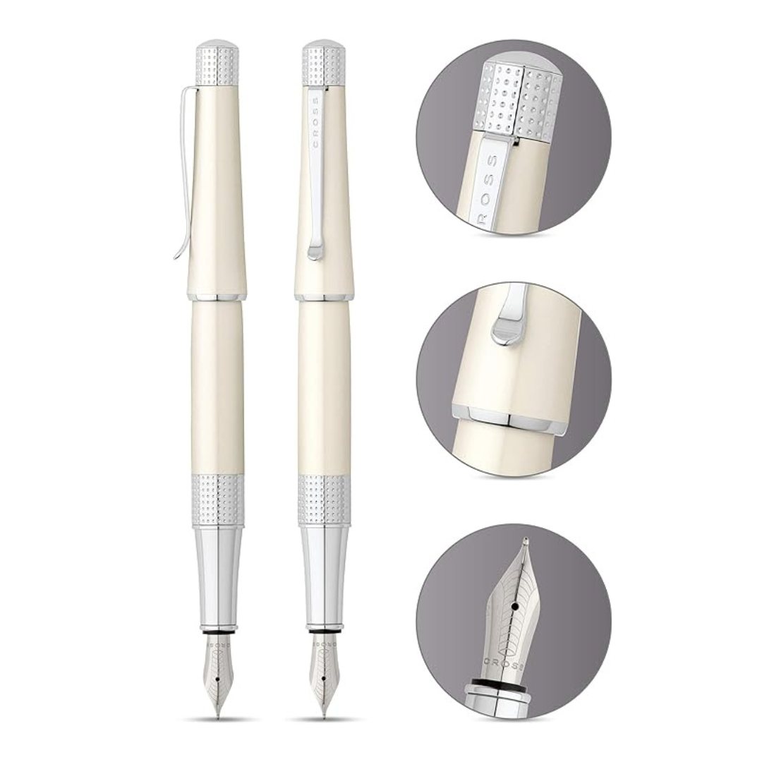 Cross Beverly Fountain Pen - White Lacquer — with packaging