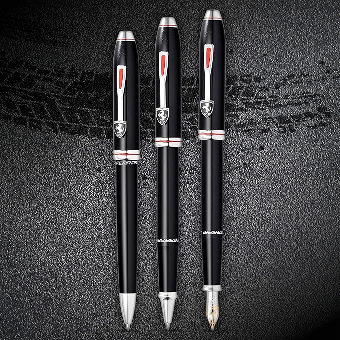 Cross Ferrari Townsend Fountain Pen - Glossy Black Lacquer — writing at an angle