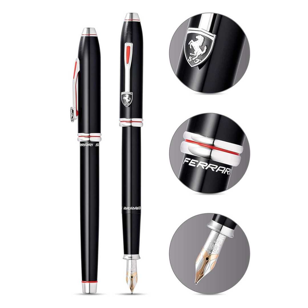Cross Ferrari Townsend Fountain Pen - Glossy Black Lacquer — with packaging