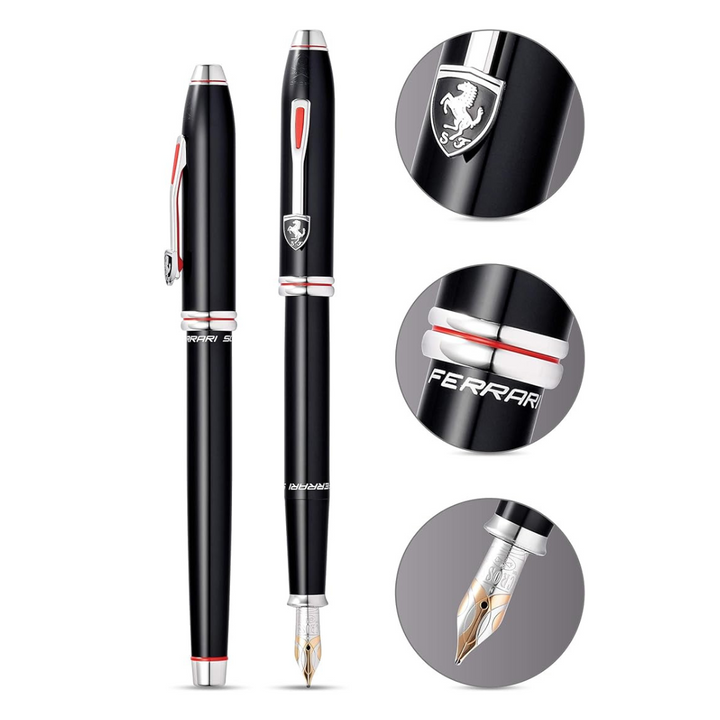 Cross Ferrari Townsend Fountain Pen - Glossy Black Lacquer — with packaging