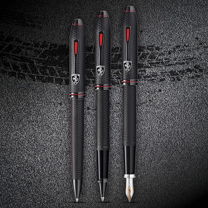 Cross Ferrari Townsend Fountain Pen - Brushed Black — writing at an angle