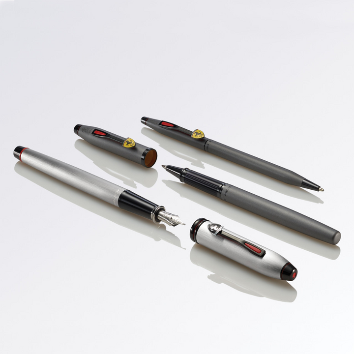 Cross Ferrari Townsend Fountain Pen - Chrome/ Aluminum Gray — writing at an angle