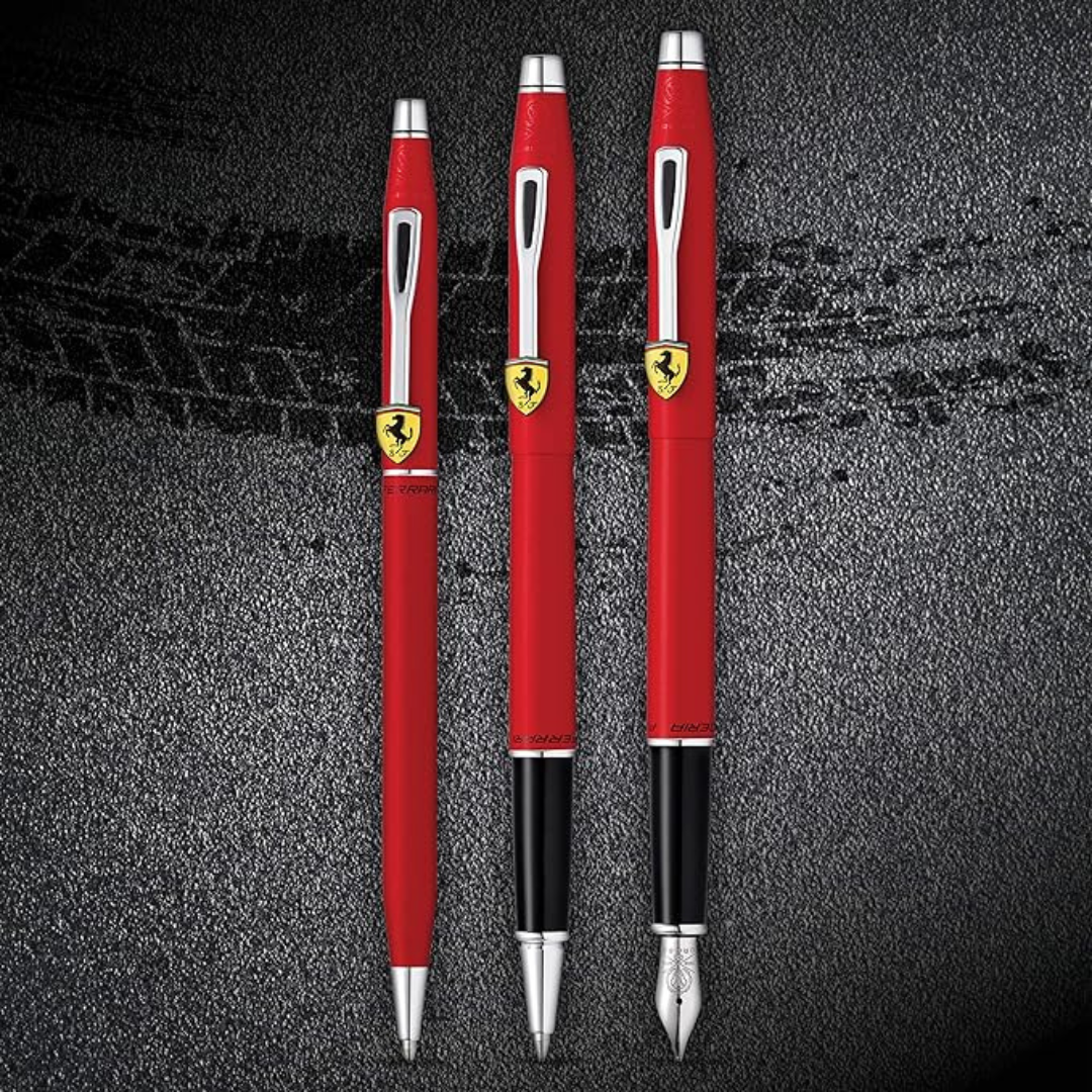 Cross Ferrari Classic Century Fountain Pen - Matte Rosso Corsa Red Lacquer — writing at an angle