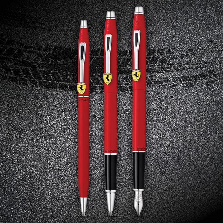 Cross Ferrari Classic Century Fountain Pen - Matte Rosso Corsa Red Lacquer — writing at an angle
