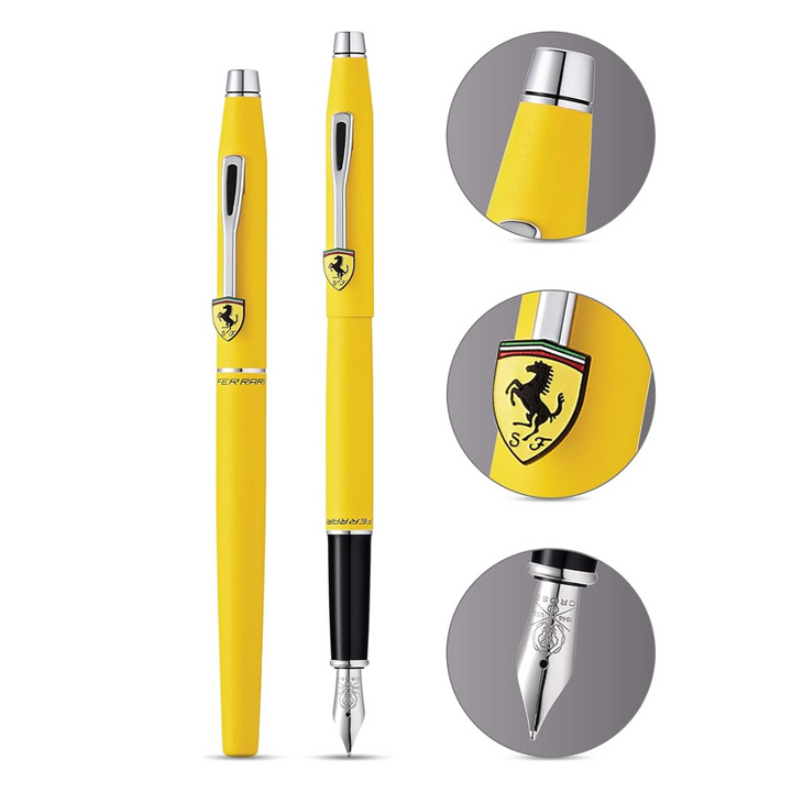 Cross Ferrari Classic Century Fountain Pen - Modena Yellow Lacquer — writing at an angle