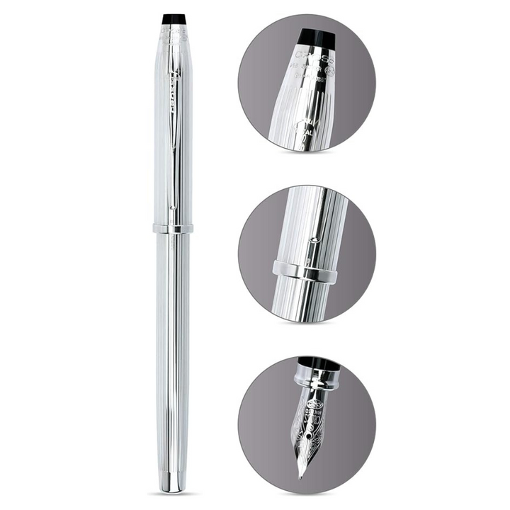 Cross Century II Fountain Pen in Sterling Silver — Cross fountain pen — precision nib writing instrument, at Cityluxe Singapore stationery store