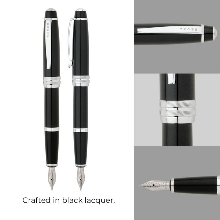 Cross Bailey Fountain Pen in Black Lacquer (Medium) — Cross fountain pen — precision nib writing instrument, at Cityluxe Singapore stationery store