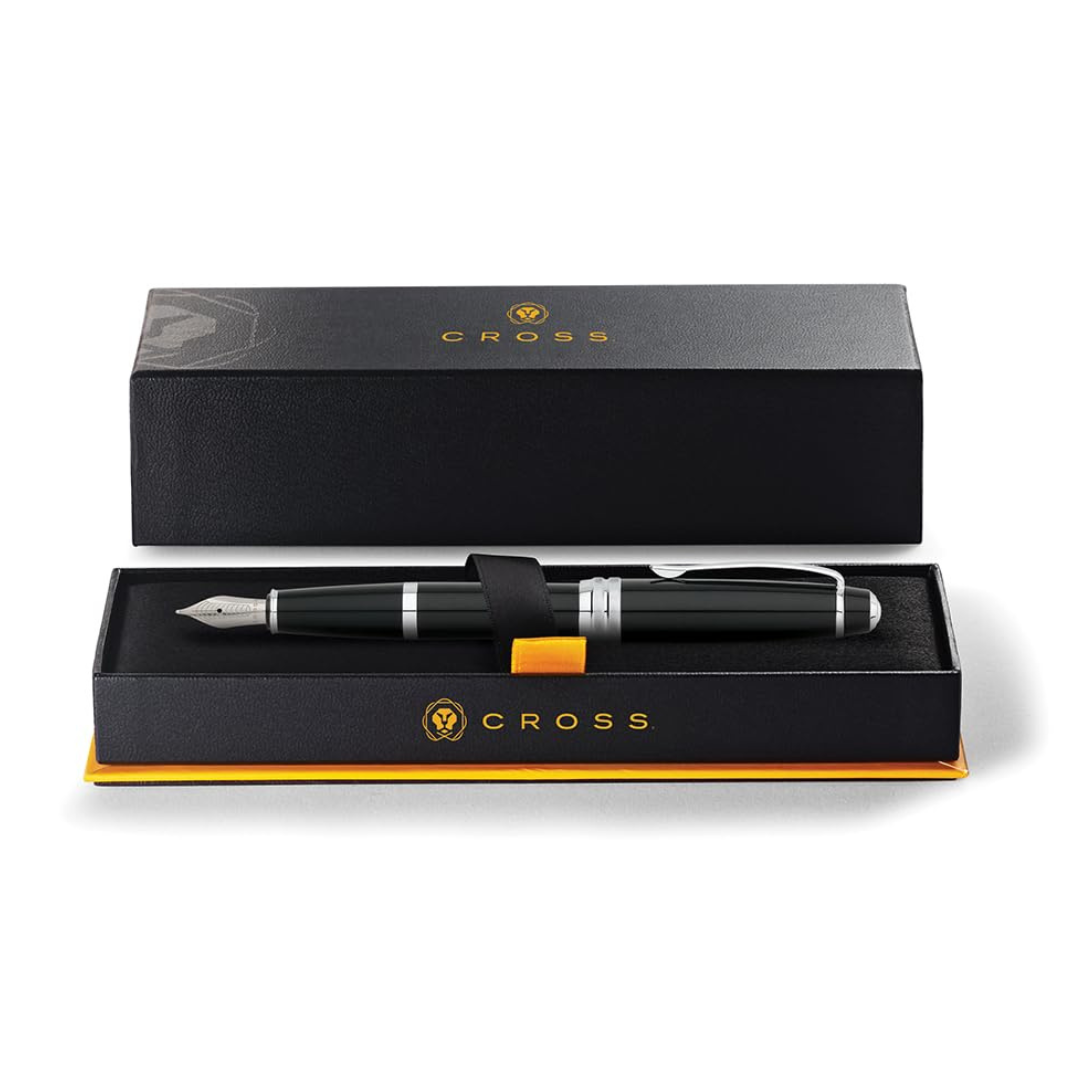 Cross Bailey Fountain Pen in Black Lacquer (Medium) — Cross fountain pen — precision nib writing instrument, at Cityluxe Singapore stationery store