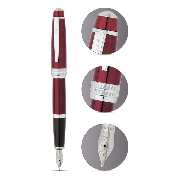 Cross Bailey Fountain Pen in Red Lacquer (Medium) — Cross fountain pen — precision nib writing instrument, at Cityluxe Singapore stationery store