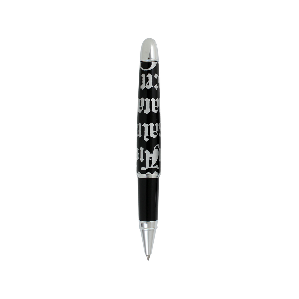 Acme Studio GOTHIC SCRIPT SILVER Standard Roller Ball — uncapped with cap posted