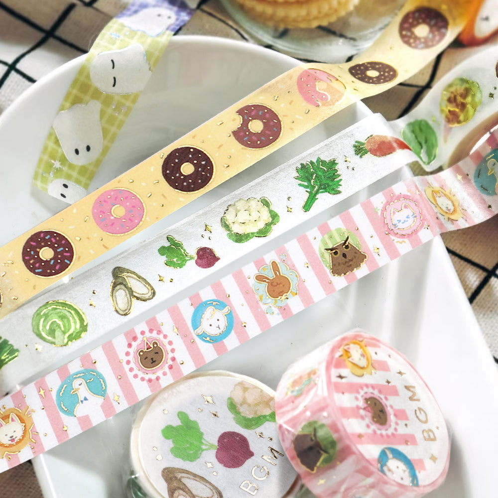 BGM Foil Stamping Masking Tape - Afternoon Doughnuts — with packaging