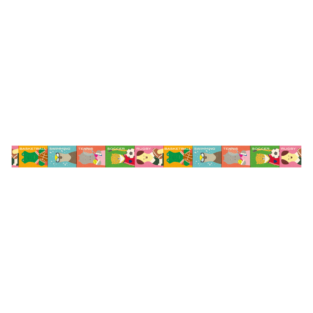 MT EX Washi Tape - Animals × Sports — applied on surface