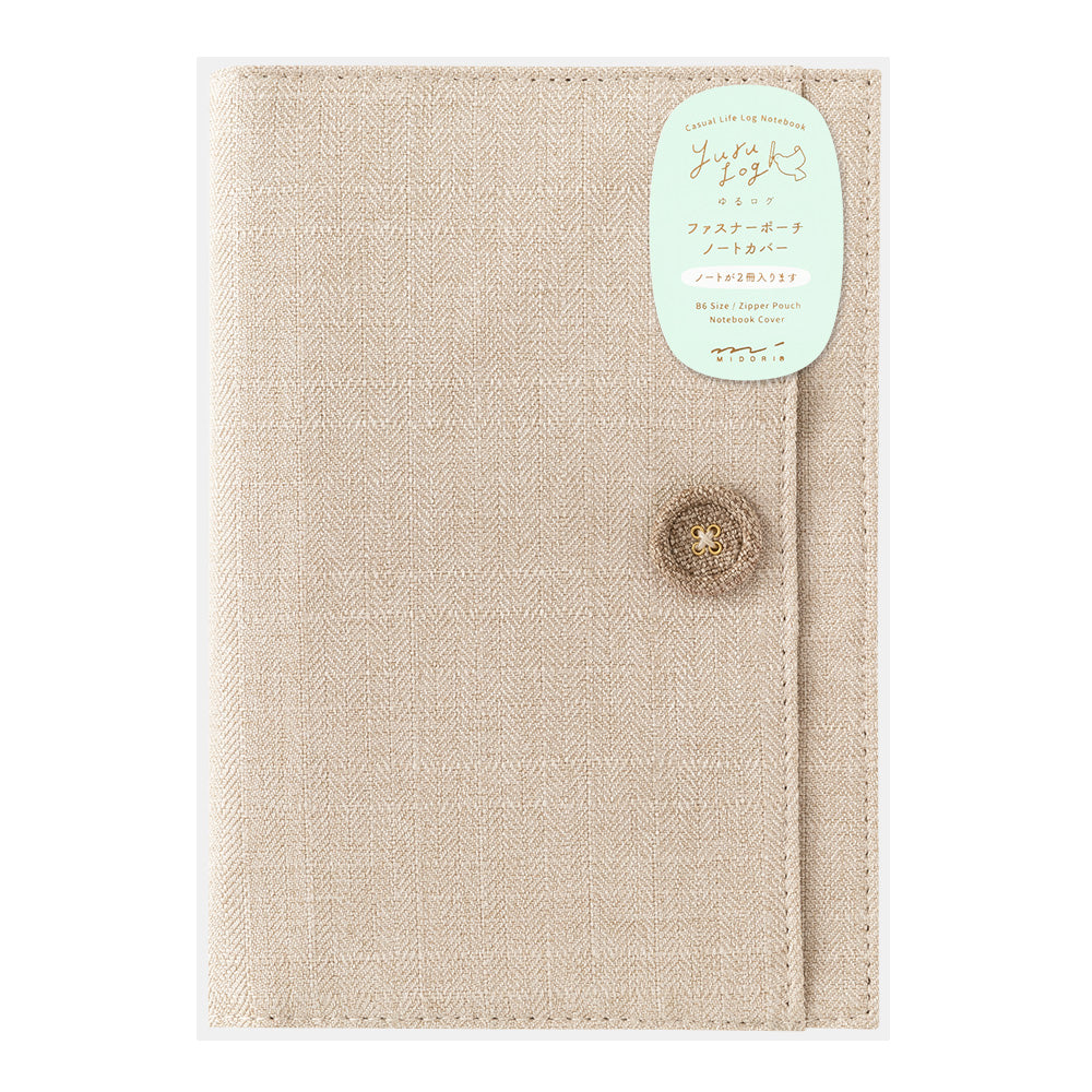 Midori Yuru Log Notebook Cover [B6] - Cloth Beige — front cover