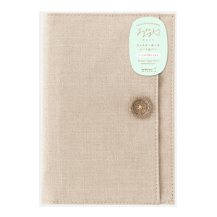 Midori Yuru Log Notebook Cover [B6] - Cloth Beige — front cover