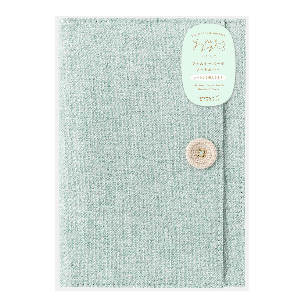 Midori Yuru Log Notebook Cover [B6] - Cloth Light Blue — front cover