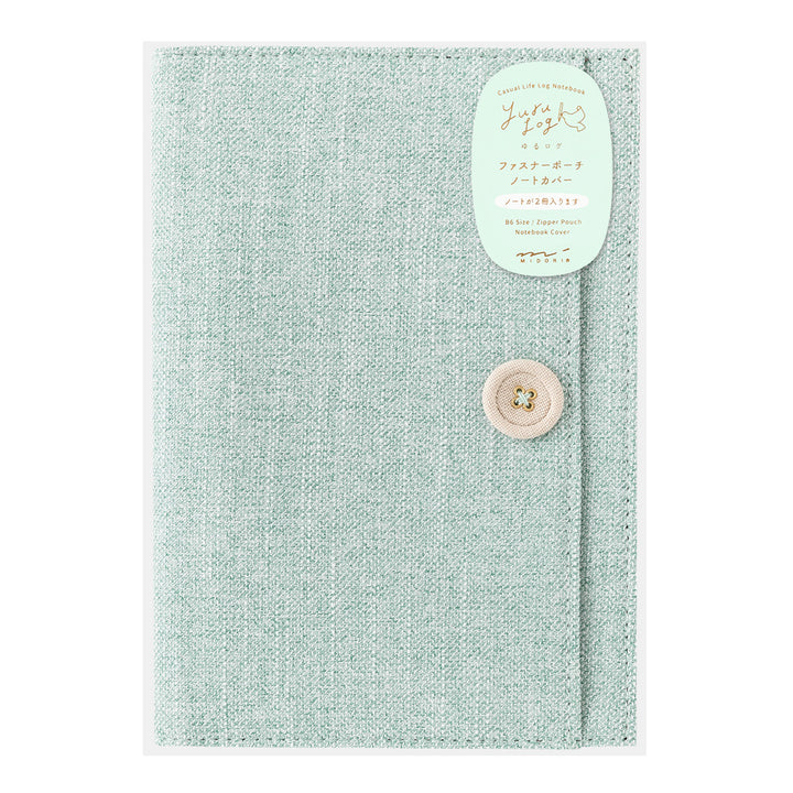 Midori Yuru Log Notebook Cover [B6] - Cloth Light Blue — front cover