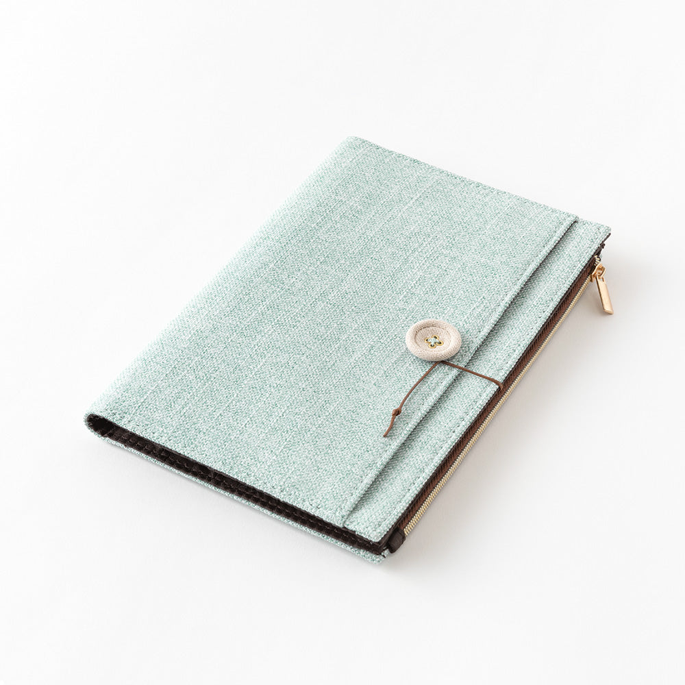 Midori Yuru Log Notebook Cover [B6] - Cloth Light Blue — flat lay