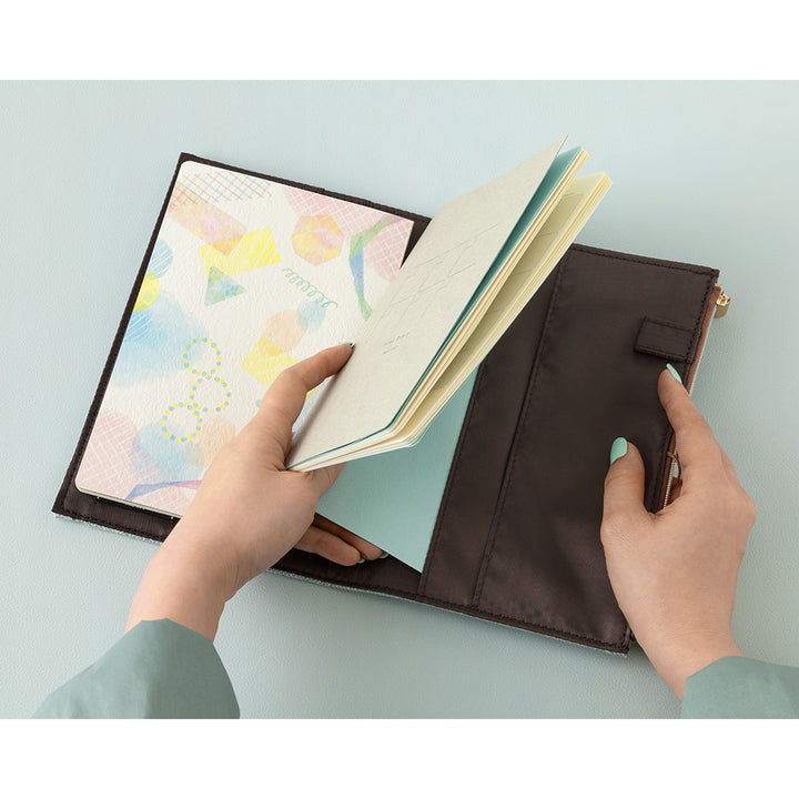 Midori Yuru Log Notebook Cover [B6] - Cloth Light Blue — pocket detail