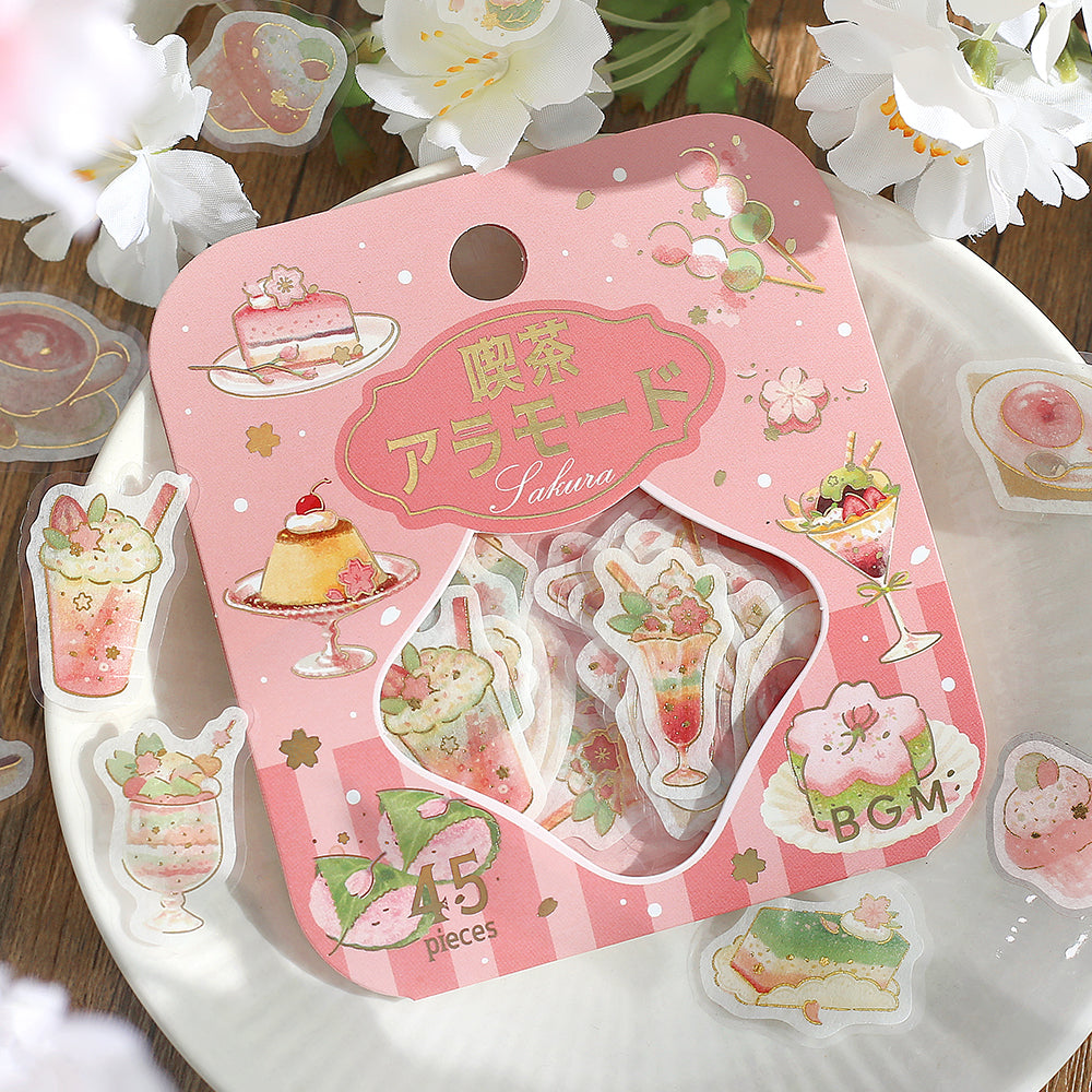 BGM Sakura Limited Flake Seal: Cafe Ala Mode - Cherry Blossoms — detail view