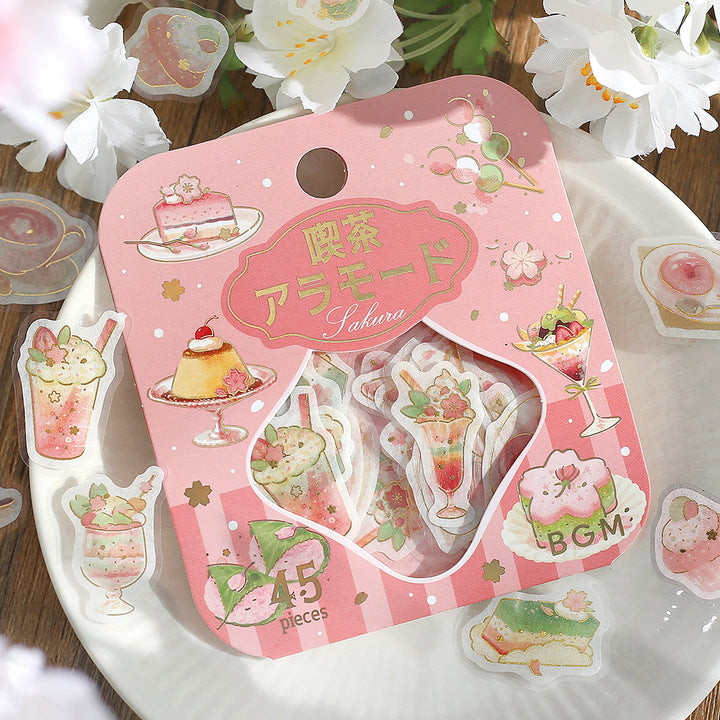 BGM Sakura Limited Flake Seal: Cafe Ala Mode - Cherry Blossoms — detail view