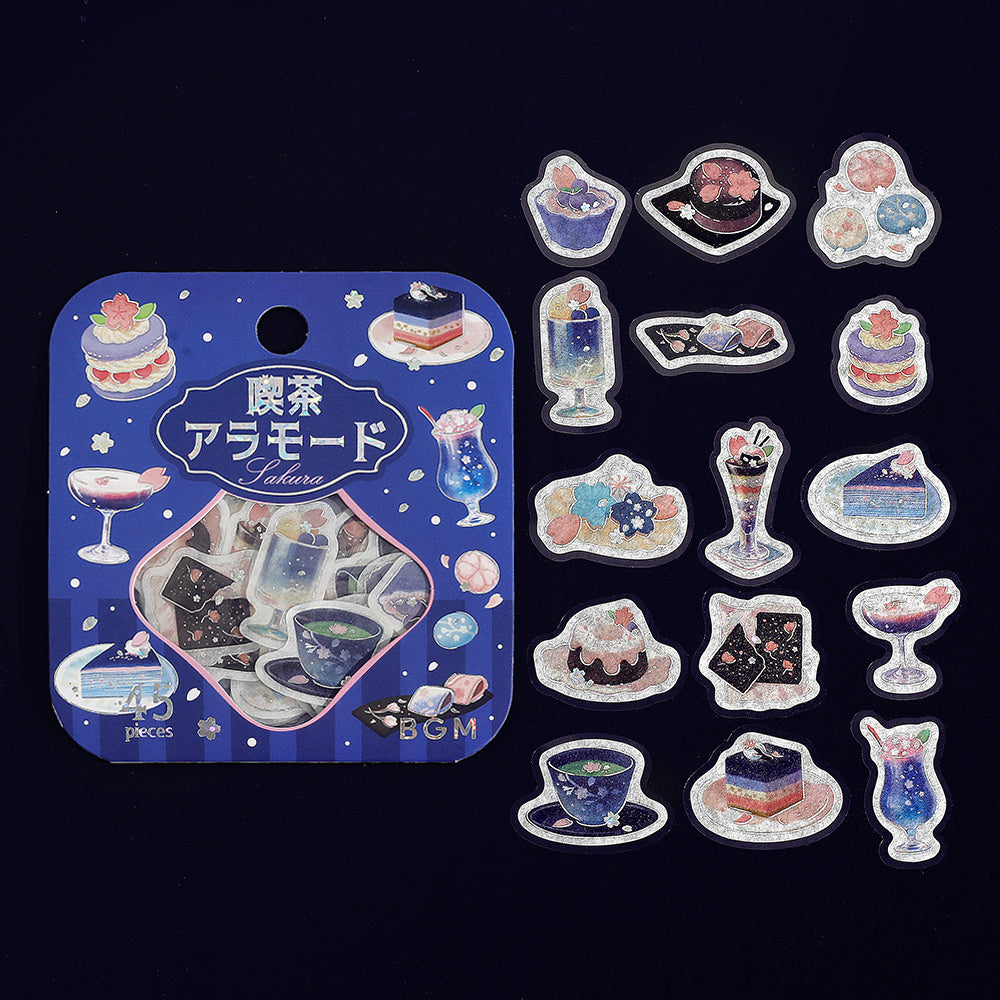 BGM Sakura Limited Flake Seal: Cafe Ala Mode - Cherry Blossoms at Night — front view
