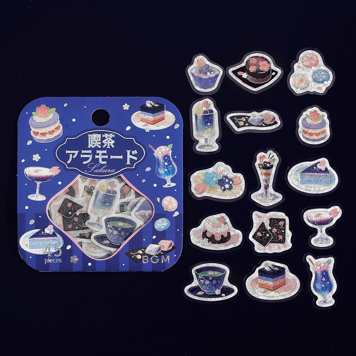 BGM Sakura Limited Flake Seal: Cafe Ala Mode - Cherry Blossoms at Night — front view