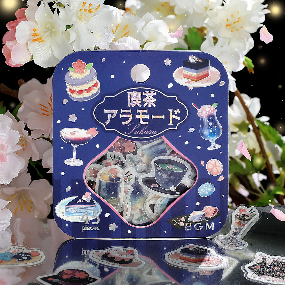 BGM Sakura Limited Flake Seal: Cafe Ala Mode - Cherry Blossoms at Night — detail view