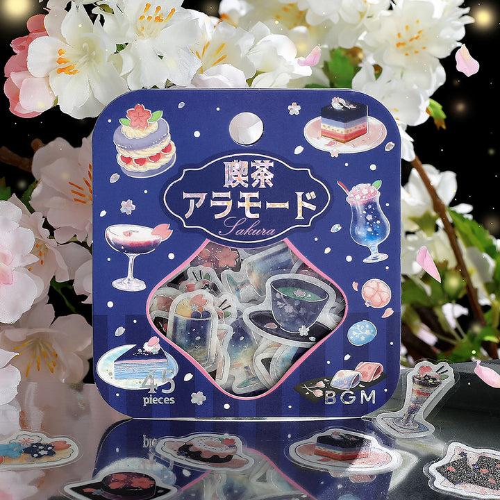 BGM Sakura Limited Flake Seal: Cafe Ala Mode - Cherry Blossoms at Night — detail view