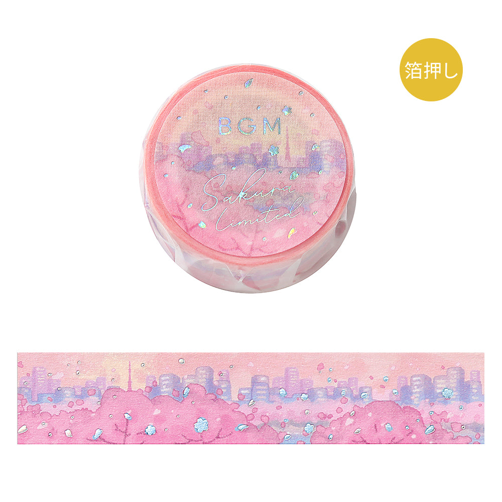 BGM Sakura Limited Masking Tape: Sakura - Cherry Blossoms in Bloom — roll front
